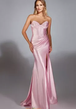 Fitted|Plus Size^Alyce Stretch Satin Fitted Corset Dress 61733