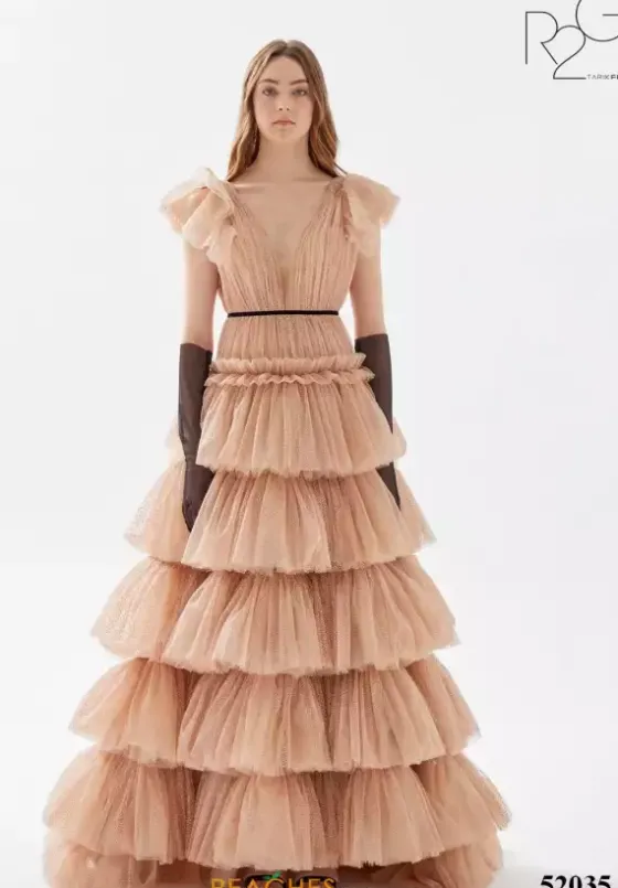 Long Dresses|Plus Sized Dresses^Tarik Ediz 52035 Champain