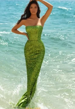 Fitted|Long Dresses^Tarik Ediz 51129 Lime