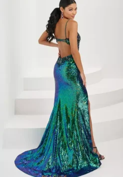 Fitted|Long Dresses^Tiffany 16100 Ivory AB Multi