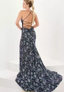 Fitted|Long Dresses^Tiffany 16060 Black Multi