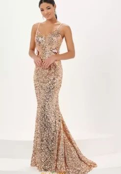 Fitted|Long Dresses^Tiffany 16059 Gold