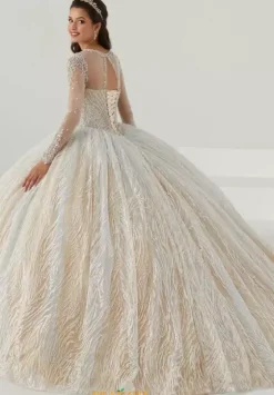 Quince Dresses With Sleeves|Plus Sized Quince Dresses^Tiffany Quinceanera 26016 Ivory/Sky/Champagne