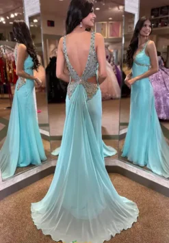 Fitted|Long Dresses^Jasz Couture V Neck Fitted Long Dress 4332
