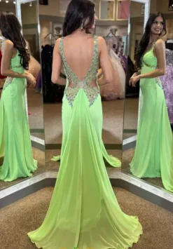 Fitted|Long Dresses^Jasz Couture V Neck Fitted Long Dress 4332