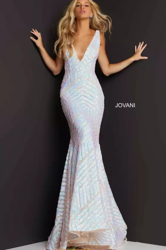 Pageant|Long Dresses^Jovani V Neck Long Fitted Dress 59762