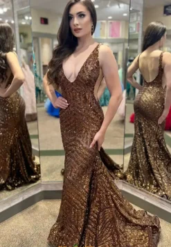 Pageant|Long Dresses^Jovani V Neck Long Fitted Dress 59762