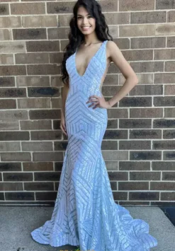 Pageant|Long Dresses^Jovani V Neck Long Fitted Dress 59762