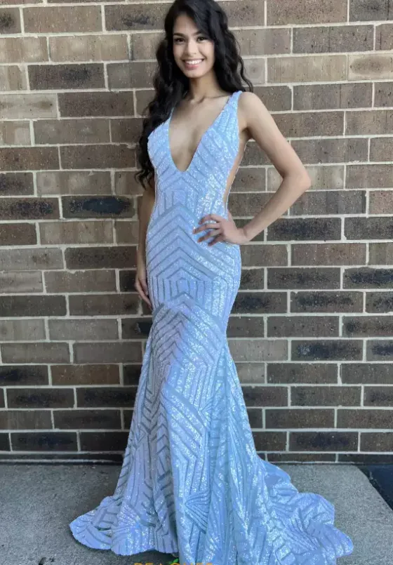 Pageant|Long Dresses^Jovani V Neck Long Fitted Dress 59762