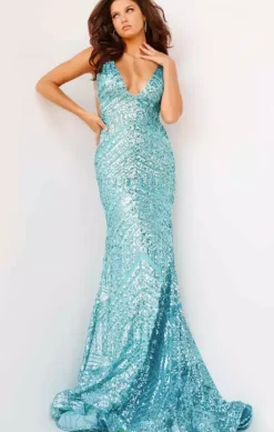 Pageant|Long Dresses^Jovani V Neck Long Fitted Dress 59762