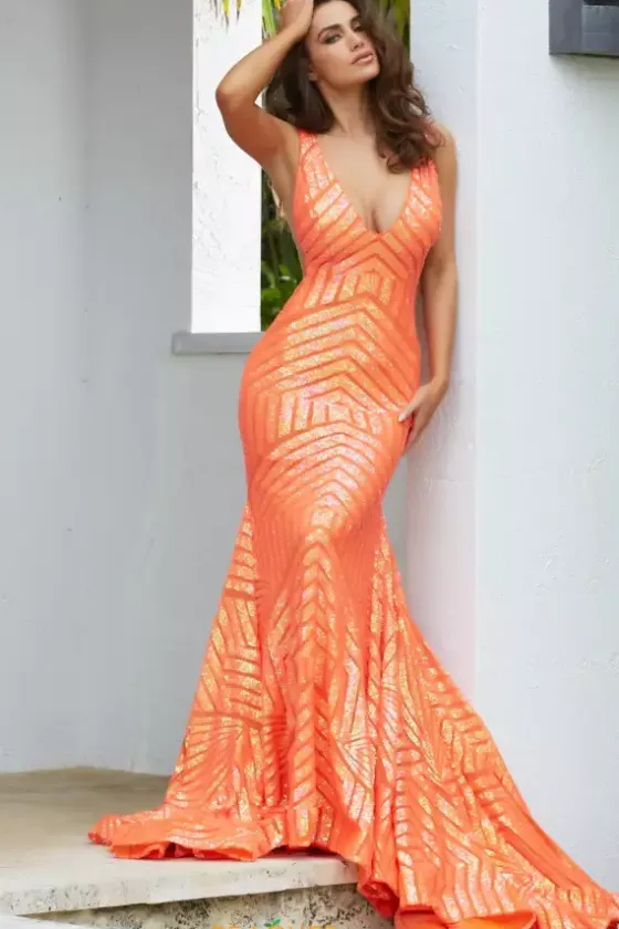 Pageant|Long Dresses^Jovani V Neck Long Fitted Dress 59762