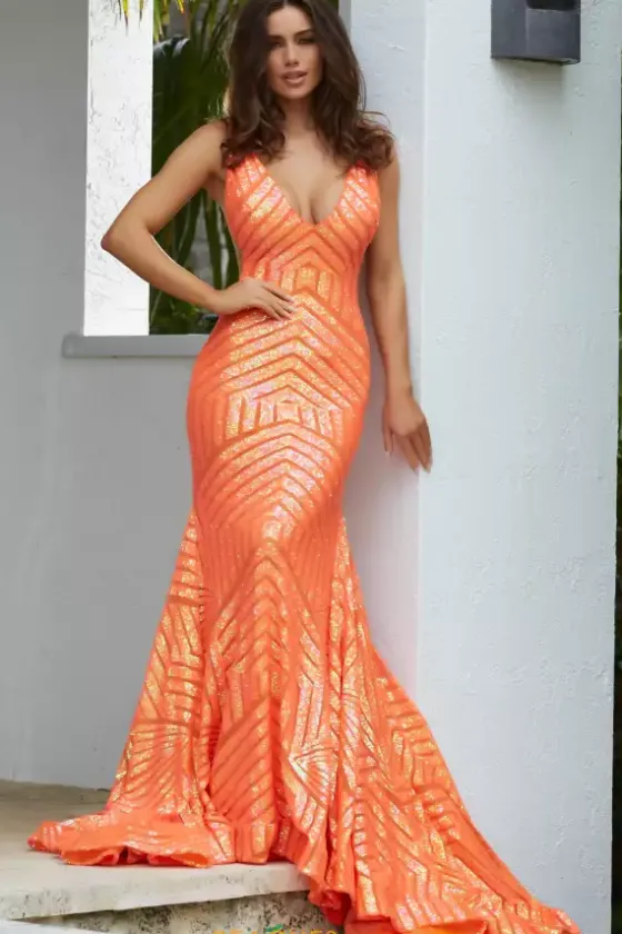 Pageant|Long Dresses^Jovani V Neck Long Fitted Dress 59762