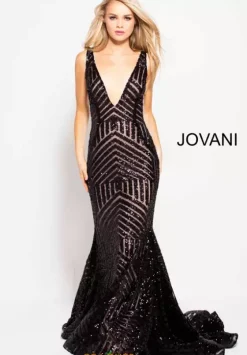 Pageant|Long Dresses^Jovani V Neck Long Fitted Dress 59762