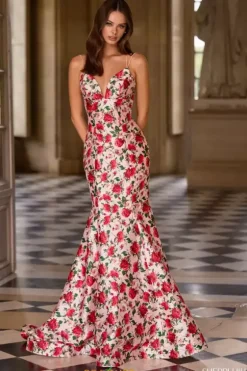 Mermaid|Fitted^Sherri Hill V Neckline Mermaid Dress 57720