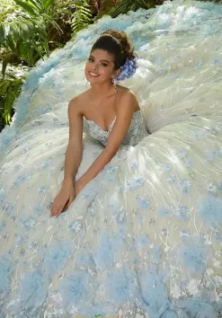 Plus Sized Quince Dresses|Sweet Sixteen^Vizcaya Quinceanera 34011 Light Blue/Champagne