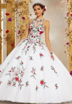 Plus Sized Quince Dresses|Sweet Sixteen^Vizcaya Quinceanera 34006 White