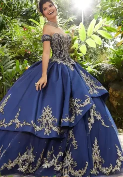 Plus Sized Quince Dresses|Sweet Sixteen^Vizcaya Quinceanera 89241 Navy
