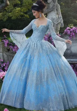 Quince Dresses With Sleeves|Plus Sized Quince Dresses^Vizcaya Quinceanera 89268 Ice Blue