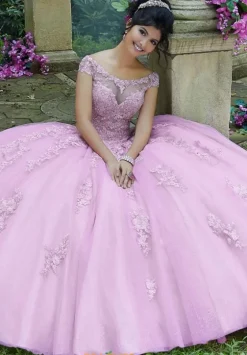 Plus Sized Quince Dresses|Sweet Sixteen^Vizcaya Quinceanera 89269 Frosted Pink