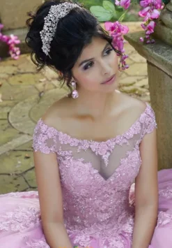 Plus Sized Quince Dresses|Sweet Sixteen^Vizcaya Quinceanera 89269 Frosted Pink