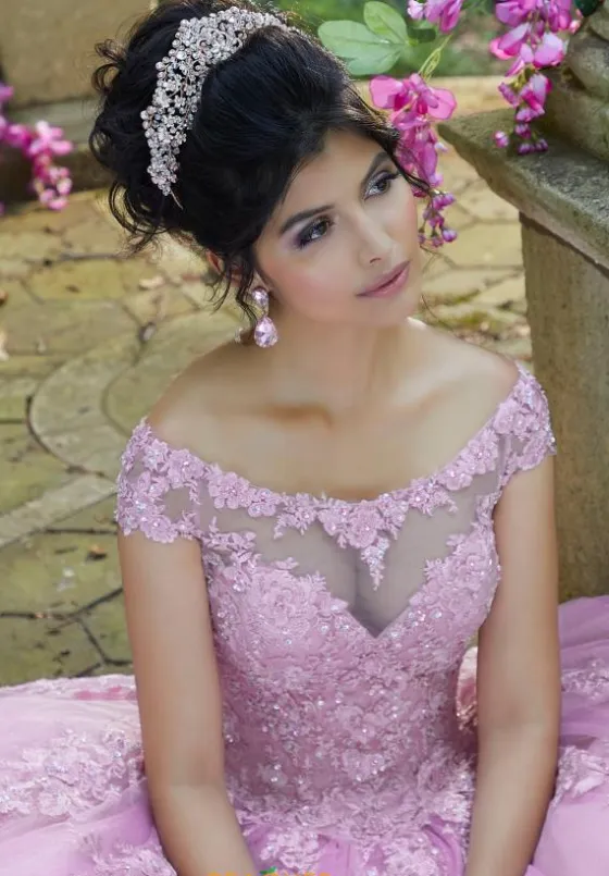 Plus Sized Quince Dresses|Sweet Sixteen^Vizcaya Quinceanera 89269 Frosted Pink