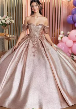 Sweet Sixteen|Plus Sized Quince Dresses^Vizcaya Quinceanera 89519 Rose Gold