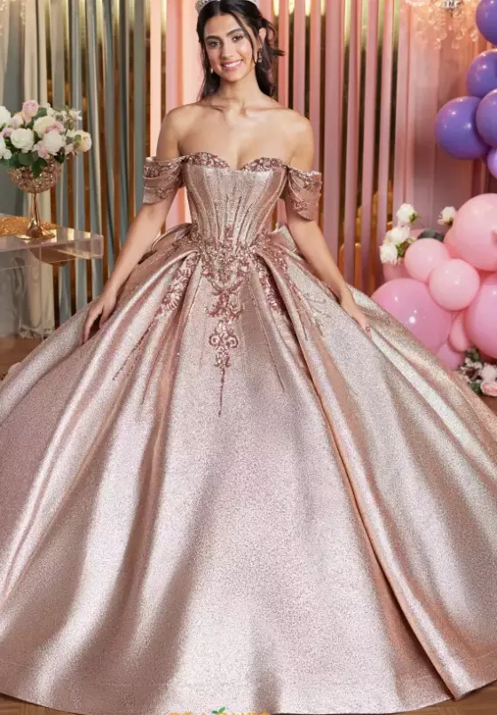 Sweet Sixteen|Plus Sized Quince Dresses^Vizcaya Quinceanera 89519 Rose Gold