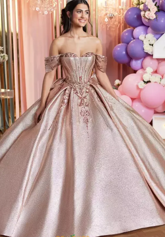 Sweet Sixteen|Plus Sized Quince Dresses^Vizcaya Quinceanera 89519 Rose Gold