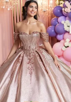 Sweet Sixteen|Plus Sized Quince Dresses^Vizcaya Quinceanera 89519 Rose Gold