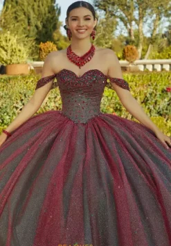 Plus Sized Quince Dresses|Sweet Sixteen^Vizcaya Quinceanera 60184 Sangria/Emerald