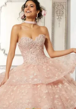 Quince Dresses With Sleeves|Plus Sized Quince Dresses^Vizcaya Quinceanera 34053 Blush