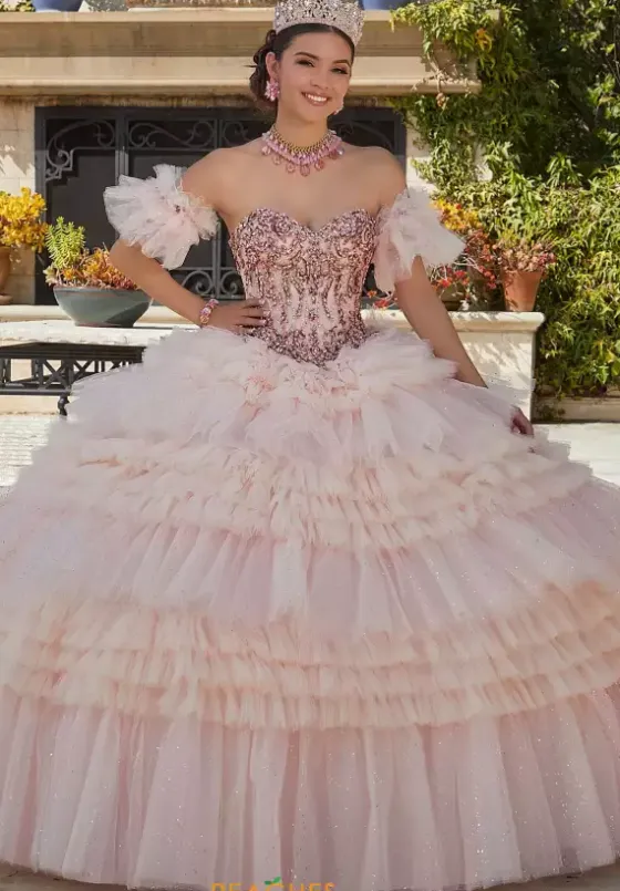 Plus Sized Quince Dresses|Sweet Sixteen^Vizcaya Quinceanera 34093 Blush/Rose Gold