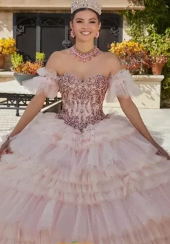 Plus Sized Quince Dresses|Sweet Sixteen^Vizcaya Quinceanera 34093 Blush/Rose Gold