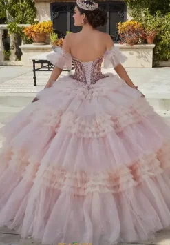 Plus Sized Quince Dresses|Sweet Sixteen^Vizcaya Quinceanera 34093 Blush/Rose Gold