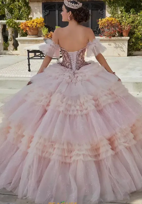 Plus Sized Quince Dresses|Sweet Sixteen^Vizcaya Quinceanera 34093 Blush/Rose Gold