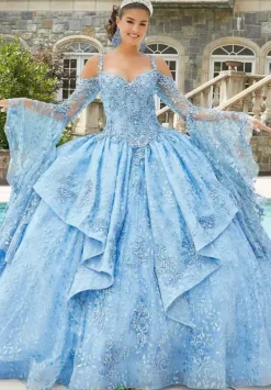 Sweet Sixteen|Quince Dresses With Sleeves^Vizcaya Quinceanera 89416 French Blue