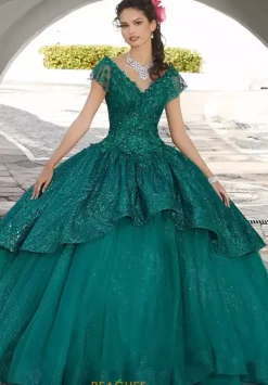 Plus Sized Quince Dresses|Sweet Sixteen^Vizcaya Quinceanera 60162 Emerald