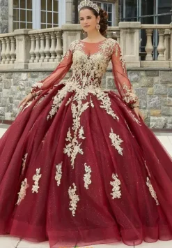 Quince Dresses With Sleeves|Plus Sized Quince Dresses^Vizcaya Quinceanera 34086