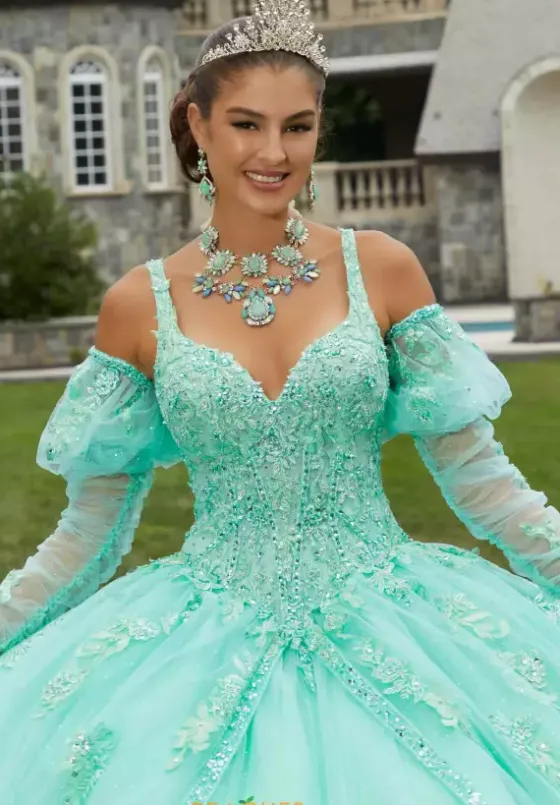Sweet Sixteen|Quince Dresses With Sleeves^Vizcaya Quinceanera 89407