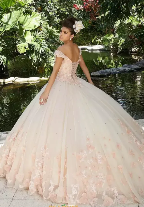 Plus Sized Quince Dresses^Vizcaya Quinceanera 34015 Champagne/Blush