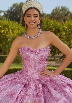 Sweet Sixteen|Plus Sized Quince Dresses^Vizcaya Quinceanera 89436 Metallic Pink