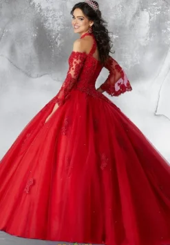Quince Dresses With Sleeves|Plus Sized Quince Dresses^Vizcaya Quinceanera 89192 Champagne/Nude