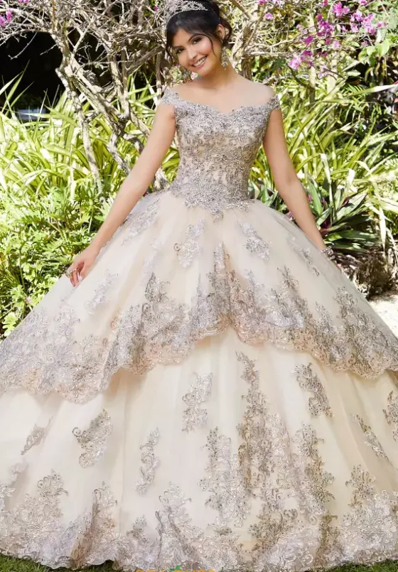 Plus Sized Quince Dresses|Sweet Sixteen^Vizcaya Quinceanera 89294 Champagne/Rose Gold