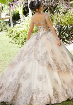 Plus Sized Quince Dresses|Sweet Sixteen^Vizcaya Quinceanera 89294 Champagne/Rose Gold