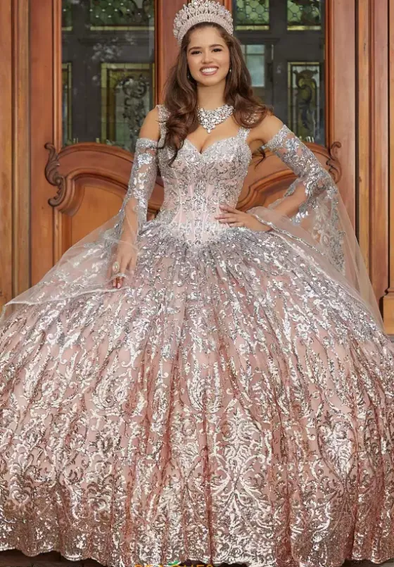 Sweet Sixteen|Quince Dresses With Sleeves^Vizcaya Quinceanera 89401