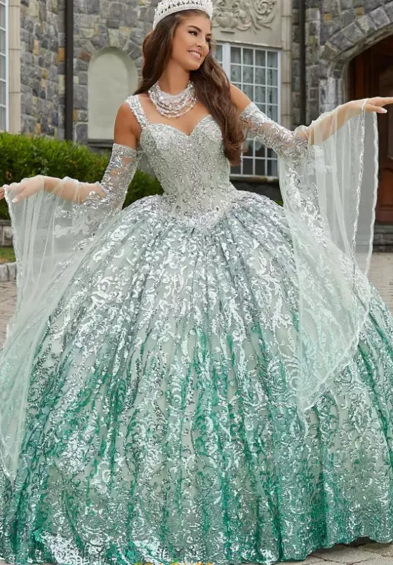 Sweet Sixteen|Quince Dresses With Sleeves^Vizcaya Quinceanera 89401