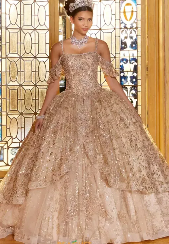 Plus Sized Quince Dresses|Sweet Sixteen^Vizcaya Quinceanera 89346 Gold