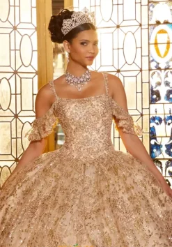 Plus Sized Quince Dresses|Sweet Sixteen^Vizcaya Quinceanera 89346 Gold